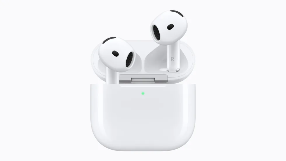 AirPods 5 rising out of their open charging case