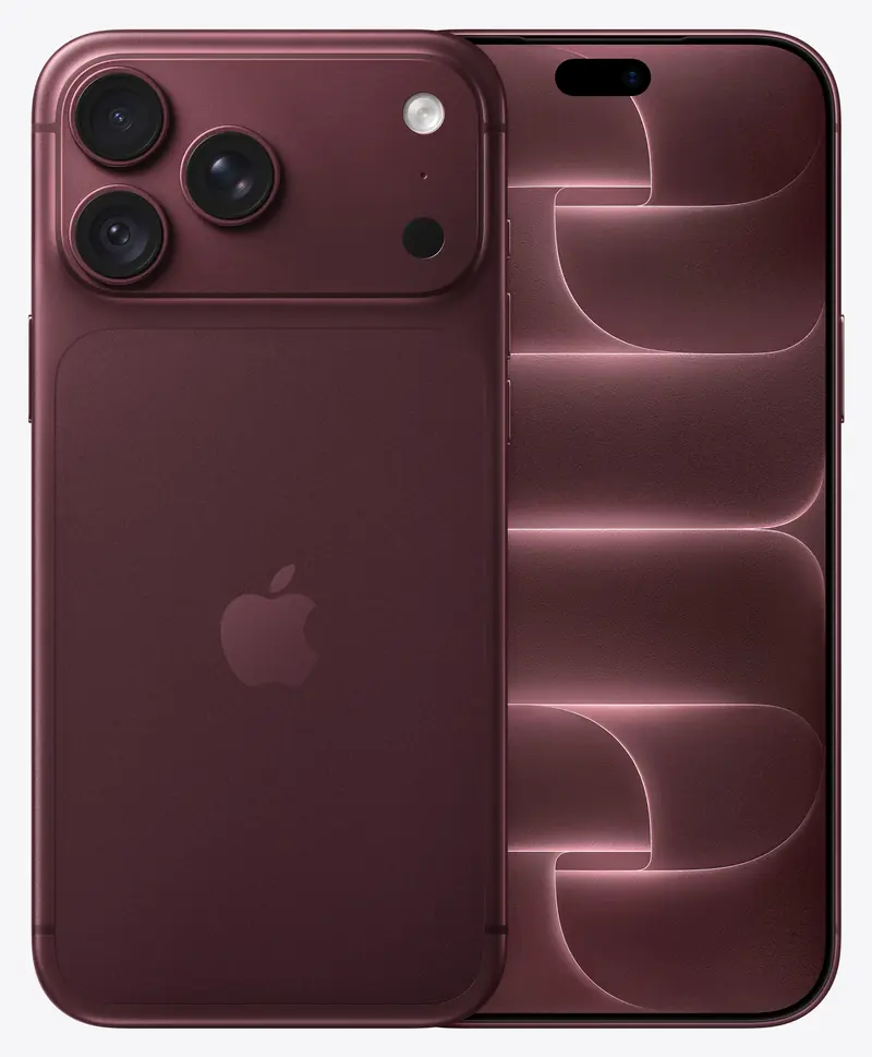 iPhone 18 Pro Max in Burgundy, seen from the back and the front