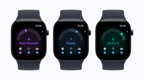 Three Apple Watch Series 12 showing different readiness scores